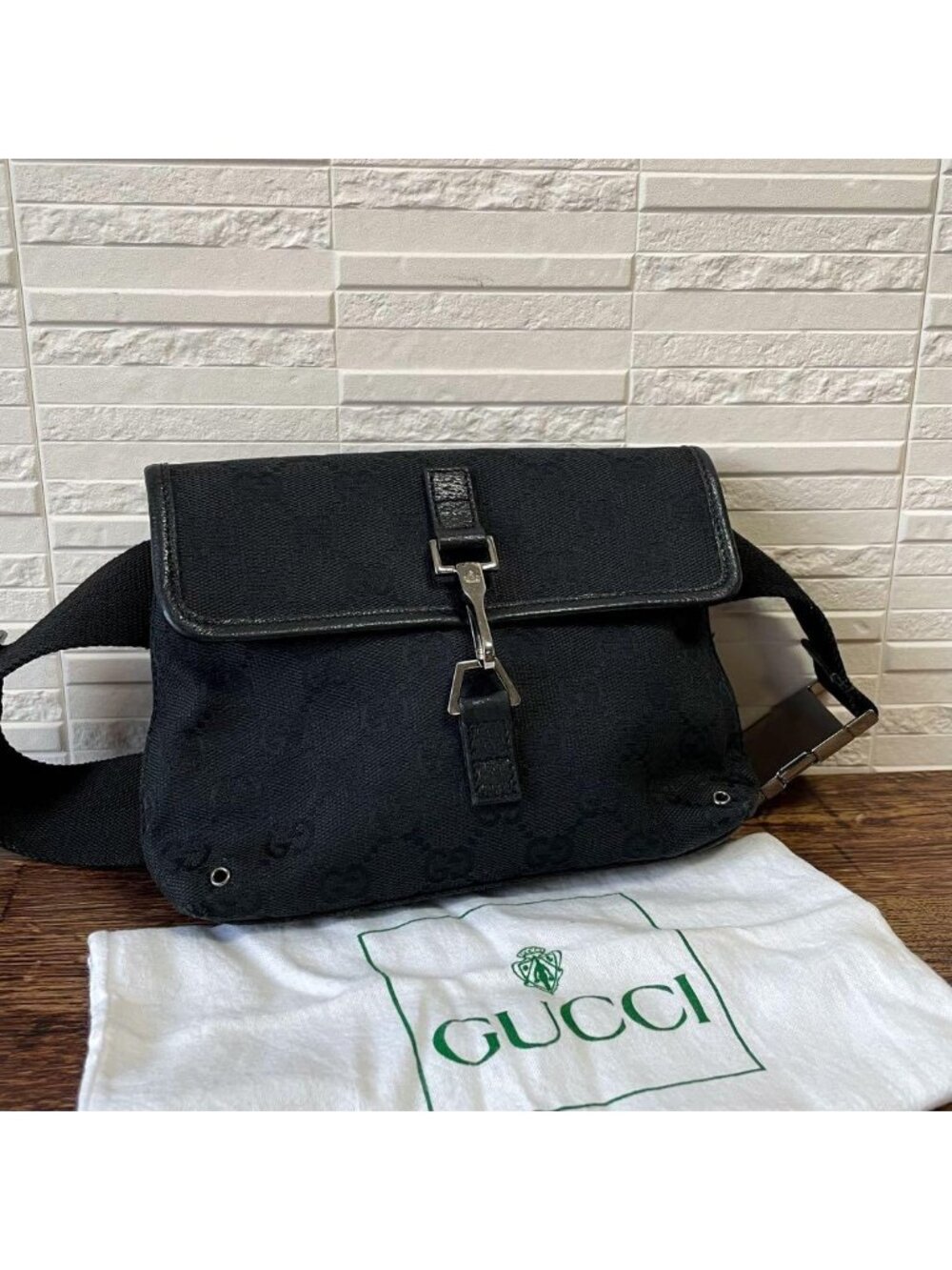 Gucci GG Canvas Leather Waist Bag Pouch Jackie